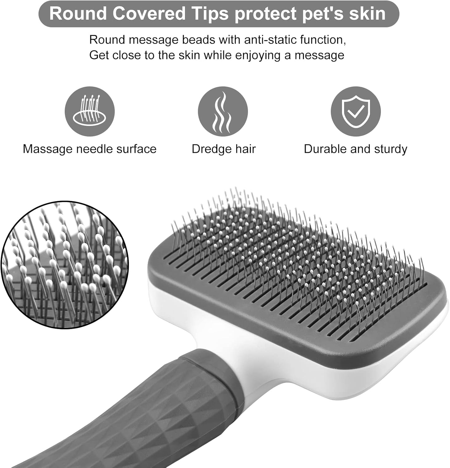 Self-Cleaning Dog & Cat, loose hairs – Deshedding Grooming Comb with One-Button Hair Release