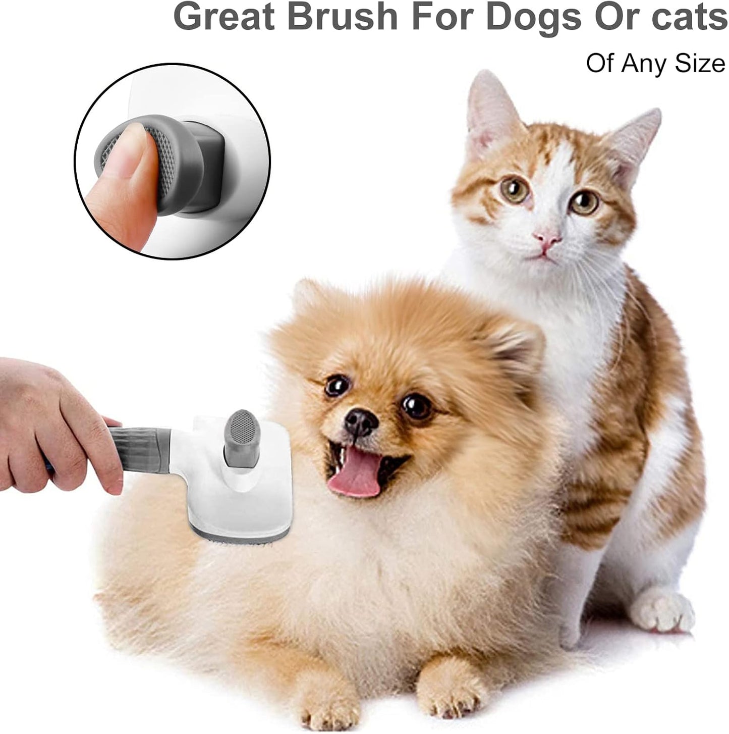 Self-Cleaning Dog & Cat, loose hairs – Deshedding Grooming Comb with One-Button Hair Release
