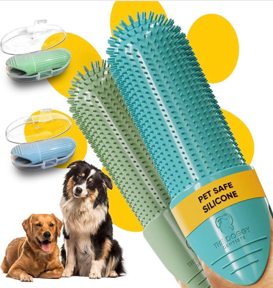 Pet Finger Toothbrush 2-Pack – 360° Silicone Dog & Cat Toothbrush for Tartar Control, Bad Breath & Daily Teeth Cleaning