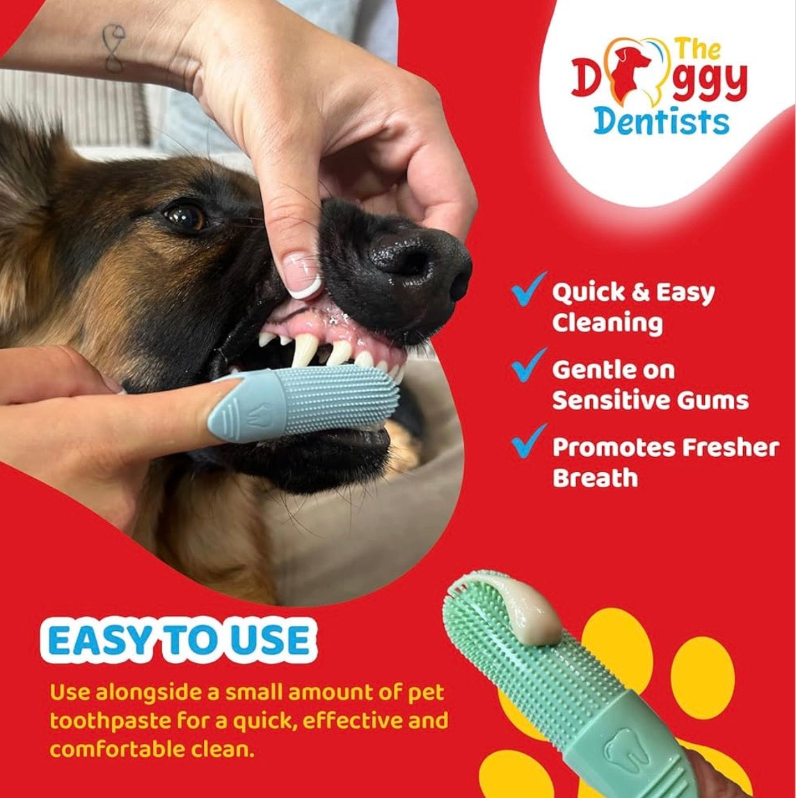 Pet Finger Toothbrush 2-Pack – 360° Silicone Dog & Cat Toothbrush for Tartar Control, Bad Breath & Daily Teeth Cleaning
