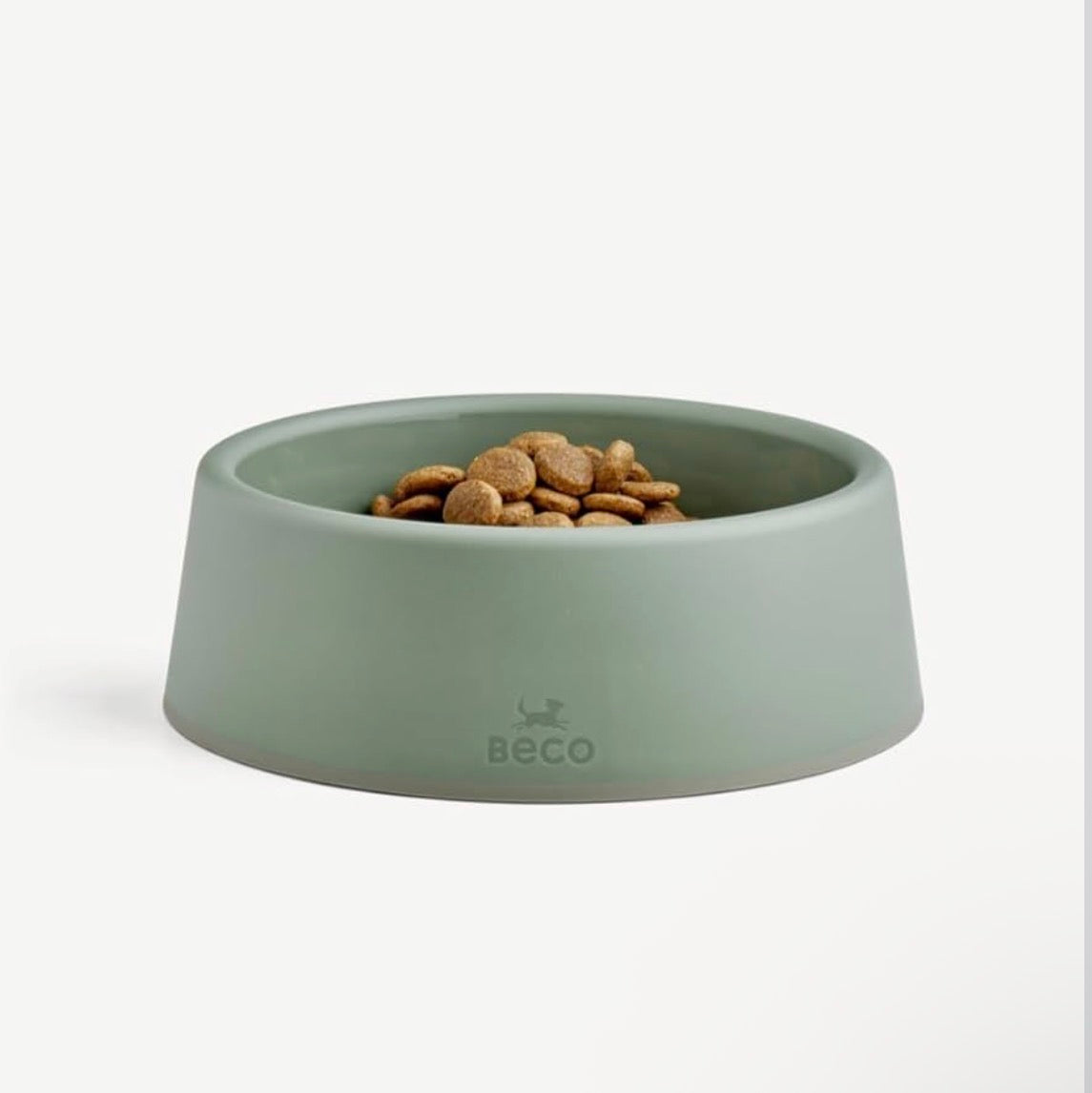 Beco Dog Bowl – Large White Steady Bowl made from Recycled Plastic, featuring a Non-Slip Rubber Base for secure feeding.