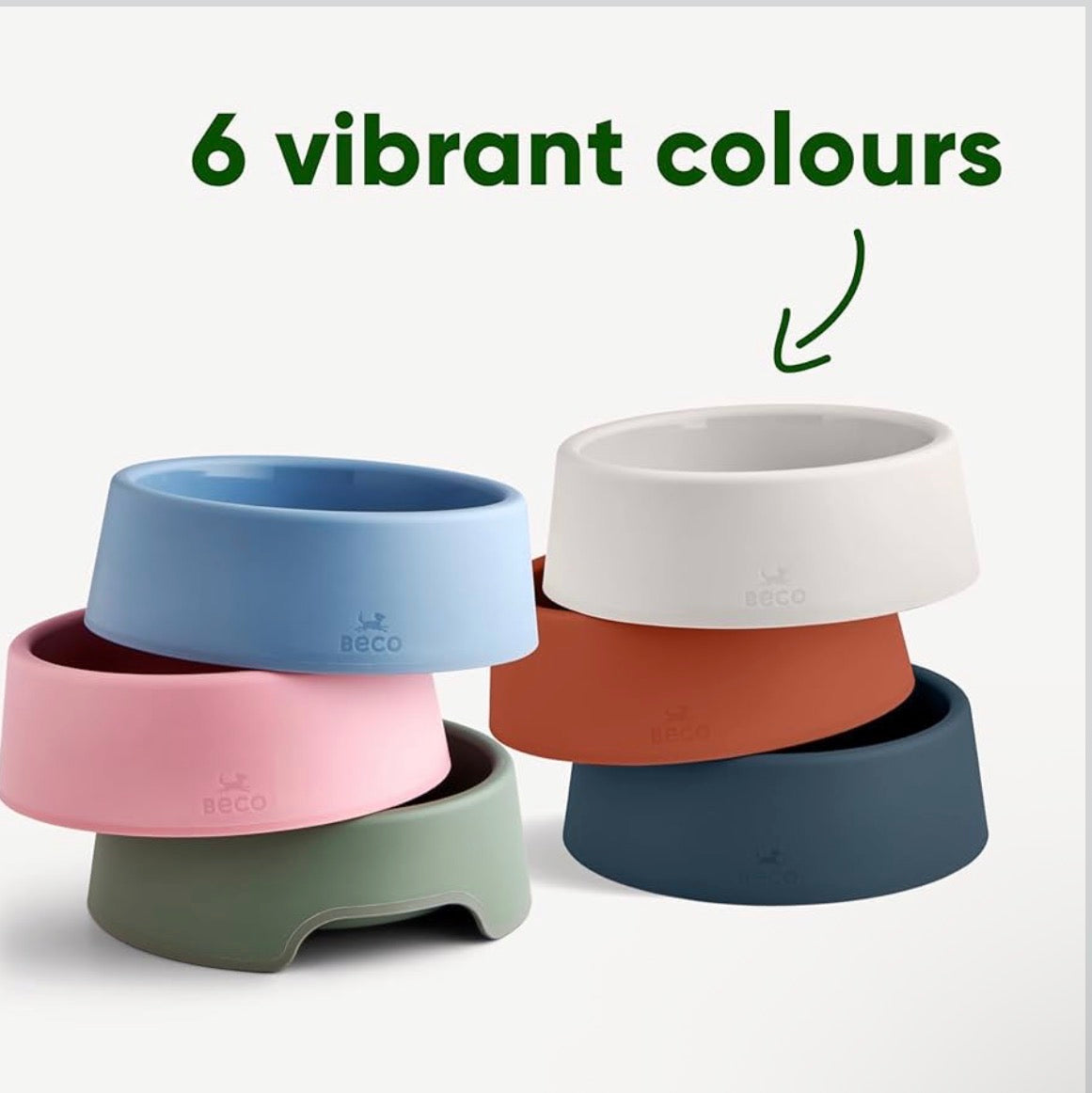 Beco Dog Bowl – Large White Steady Bowl made from Recycled Plastic, featuring a Non-Slip Rubber Base for secure feeding.